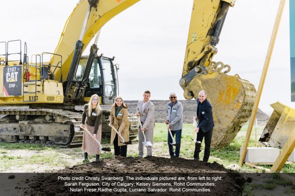 Photo credit Christy Swanberg. The individuals pictured are, from left to right: Sarah Ferguson, City of Calgary Kelsey Siemens, Rohit Communities Nolan Frese, Rohit Communities Radhe Gupta, Rohit Communities Luciano Salvador, Rohit Communities